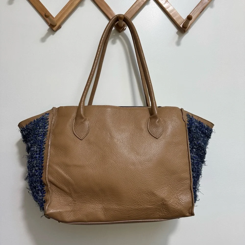Clever Carriage Company Leather Crochet Shopper Bag